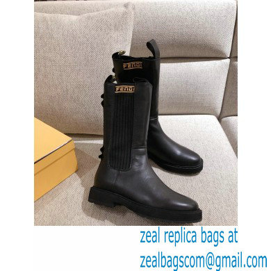 Fendi Black Leather Biker Ankle Boots 04 2021