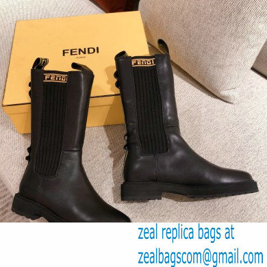 Fendi Black Leather Biker Ankle Boots 04 2021