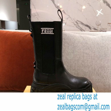 Fendi Black Leather Biker Ankle Boots 05 2021