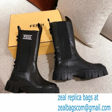 Fendi Black Leather Biker Ankle Boots 05 2021