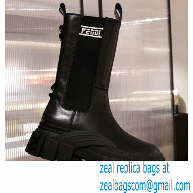 Fendi Black Leather Biker Ankle Boots 05 2021