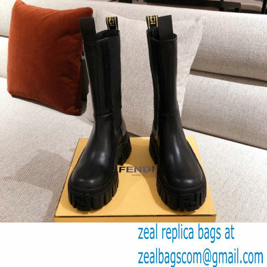 Fendi Black Leather Biker Ankle Boots 06 2021