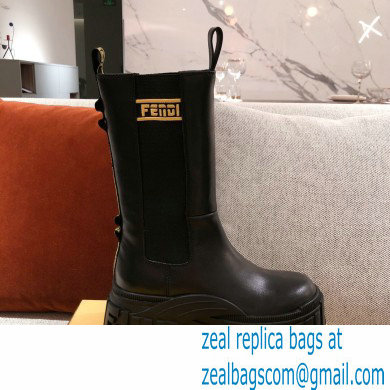 Fendi Black Leather Biker Ankle Boots 06 2021