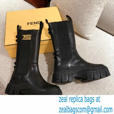 Fendi Black Leather Biker Ankle Boots 06 2021