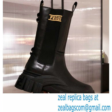 Fendi Black Leather Biker Ankle Boots 06 2021