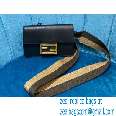 Fendi Flat Baguette Mini Bag Black with Detachable Shoulder Strap 2021 - Click Image to Close