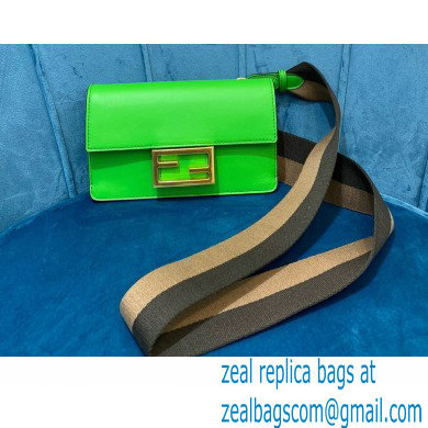 Fendi Flat Baguette Mini Bag Green with Detachable Shoulder Strap 2021 - Click Image to Close