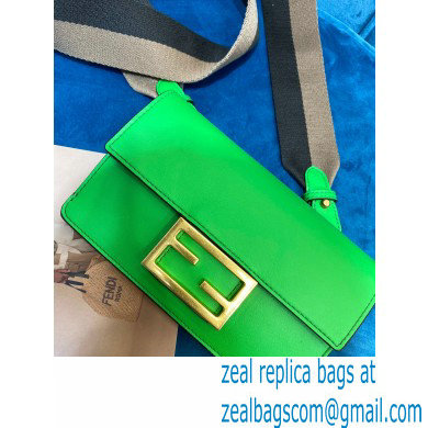 Fendi Flat Baguette Mini Bag Green with Detachable Shoulder Strap 2021 - Click Image to Close