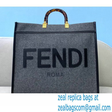 Fendi Gray Flannel Sunshine Large Shopper Tote Bag 2021