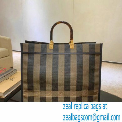 Fendi Jacquard Fabric Sunshine Shopper Tote Bag Pequin Check Brown 2020