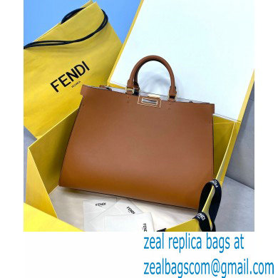 Fendi Leather Medium Peekaboo X-Tote Shopper Bag Brown 2020 - Click Image to Close