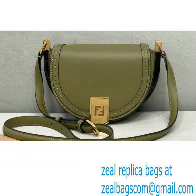 Fendi Leather Moonlight Shoulder Bag Dark Green 2021 - Click Image to Close