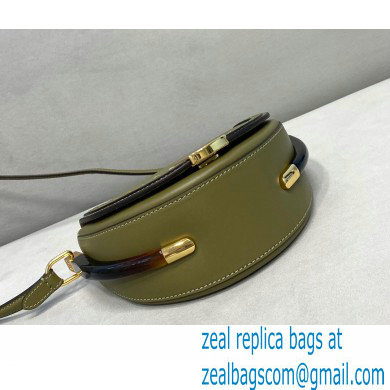 Fendi Leather Moonlight Shoulder Bag Dark Green 2021