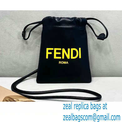 Fendi Leather Phone Pouch Bag with Detachable Necklace Black 2021