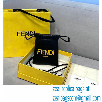 Fendi Leather Phone Pouch Bag with Detachable Necklace Black 2021 - Click Image to Close