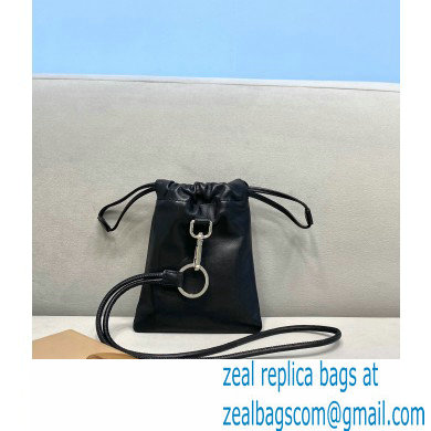 Fendi Leather Phone Pouch Bag with Detachable Necklace Black 2021