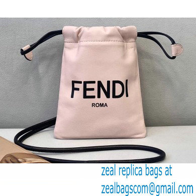 Fendi Leather Phone Pouch Bag with Detachable Necklace Pale Pink 2021