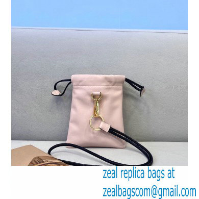 Fendi Leather Phone Pouch Bag with Detachable Necklace Pale Pink 2021