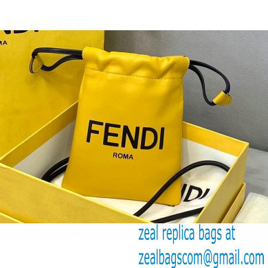 Fendi Leather Phone Pouch Bag with Detachable Necklace Yellow 2021