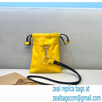 Fendi Leather Phone Pouch Bag with Detachable Necklace Yellow 2021