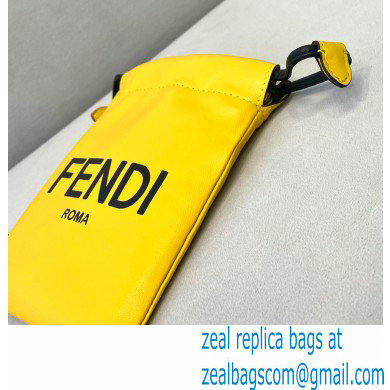 Fendi Leather Phone Pouch Bag with Detachable Necklace Yellow 2021