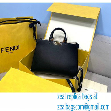 Fendi Leather Small Peekaboo X-Tote Shopper Bag Black 2021 - Click Image to Close