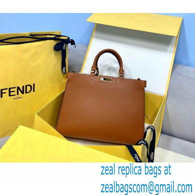 Fendi Leather Small Peekaboo X-Tote Shopper Bag Brown 2021 - Click Image to Close