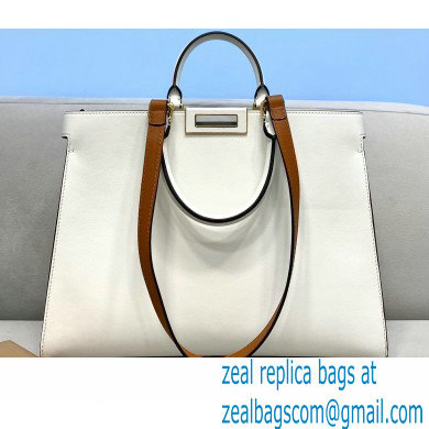 Fendi Leather Small Peekaboo X-Tote Shopper Bag White 2021 - Click Image to Close