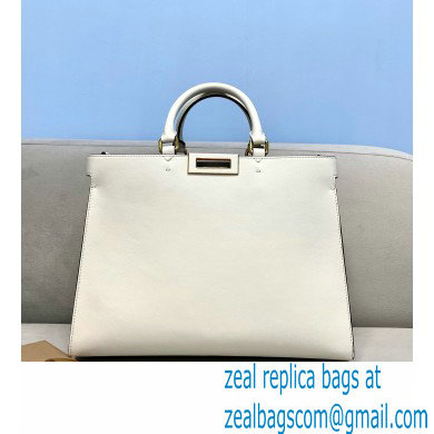 Fendi Leather Small Peekaboo X-Tote Shopper Bag White 2021 - Click Image to Close