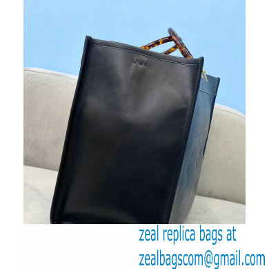 Fendi Leather Sunshine Large Shopper Tote Bag Black 2021 - Click Image to Close