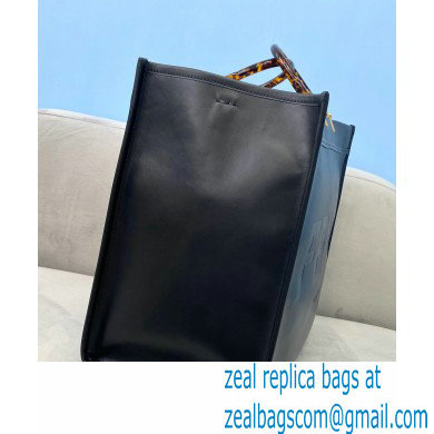 Fendi Leather Sunshine Large Shopper Tote Bag Black 2021