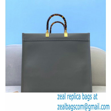 Fendi Leather Sunshine Large Shopper Tote Bag Gray 2021 - Click Image to Close