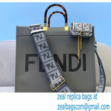 Fendi Leather Sunshine Large Shopper Tote Bag Gray 2021 - Click Image to Close