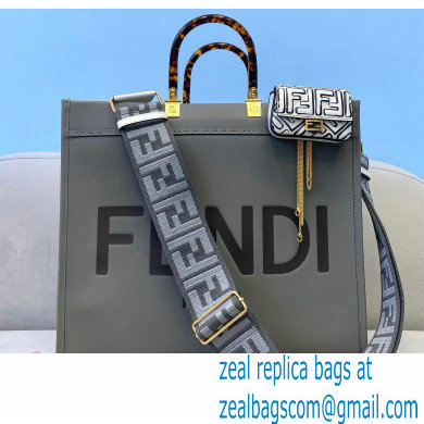 Fendi Leather Sunshine Large Shopper Tote Bag Gray 2021