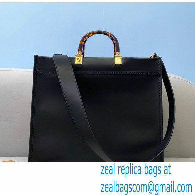 Fendi Leather Sunshine Medium Shopper Tote Bag Black 2021 - Click Image to Close