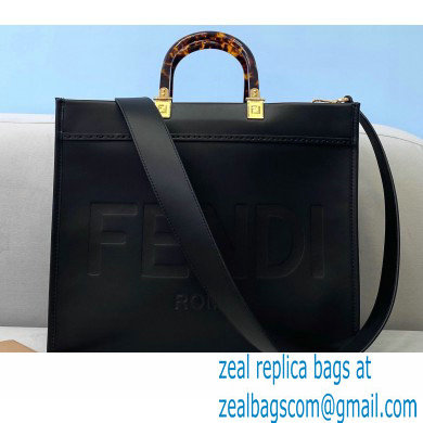 Fendi Leather Sunshine Medium Shopper Tote Bag Black 2021