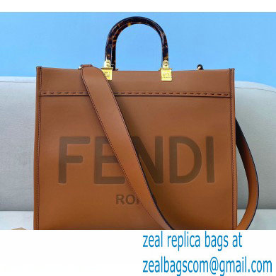 Fendi Leather Sunshine Medium Shopper Tote Bag Brown 2021 - Click Image to Close