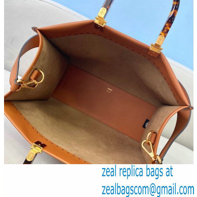 Fendi Leather Sunshine Medium Shopper Tote Bag Brown 2021 - Click Image to Close
