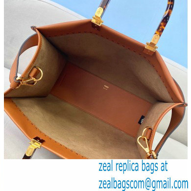 Fendi Leather Sunshine Medium Shopper Tote Bag Brown 2021