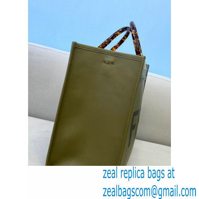 Fendi Leather Sunshine Medium Shopper Tote Bag Dark Green 2021 - Click Image to Close