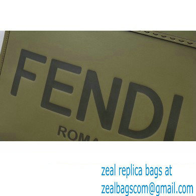 Fendi Leather Sunshine Medium Shopper Tote Bag Dark Green 2021