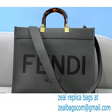 Fendi Leather Sunshine Medium Shopper Tote Bag Gray 2021 - Click Image to Close