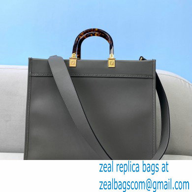 Fendi Leather Sunshine Medium Shopper Tote Bag Gray 2021 - Click Image to Close