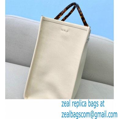 Fendi Leather Sunshine Medium Shopper Tote Bag White 2021 - Click Image to Close