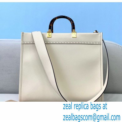 Fendi Leather Sunshine Medium Shopper Tote Bag White 2021 - Click Image to Close