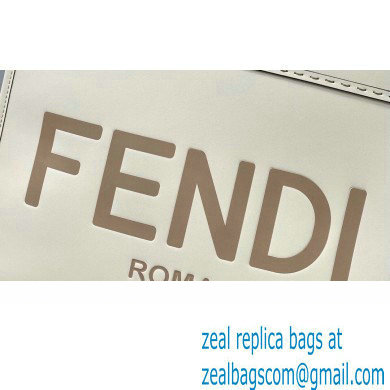 Fendi Leather Sunshine Medium Shopper Tote Bag White 2021 - Click Image to Close