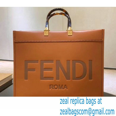 Fendi Leather Sunshine Shopper Tote Bag Brown 2020 - Click Image to Close