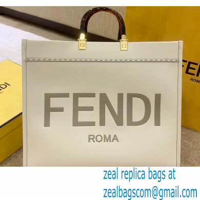 Fendi Leather Sunshine Shopper Tote Bag White 2020