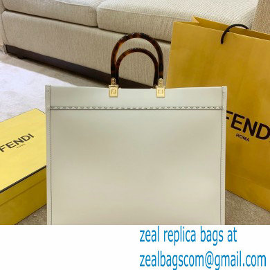 Fendi Leather Sunshine Shopper Tote Bag White 2020 - Click Image to Close