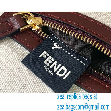 Fendi Medium Baguette Bag FF Embroidered Canvas Burgundy 2021